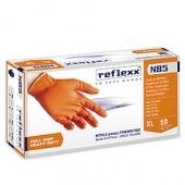 Свехпрочные резиновые перчатки, нитриловые, оранж, Reflexx N85-L. 8,4 гр. Толщина 0,15-0,2 мм. 